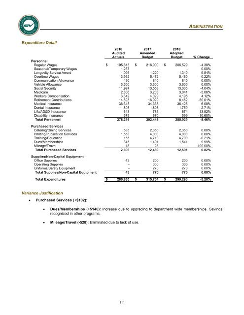 2018 Adopted Annual Operating &amp; Capital Improvement Budget