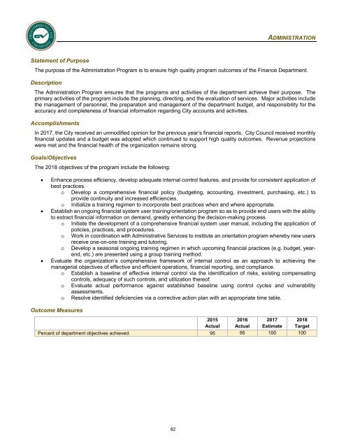 2018 Adopted Annual Operating &amp; Capital Improvement Budget