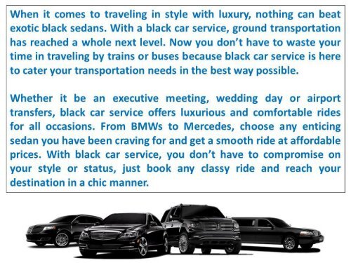 Black Car Service - A Way to Travel in Style