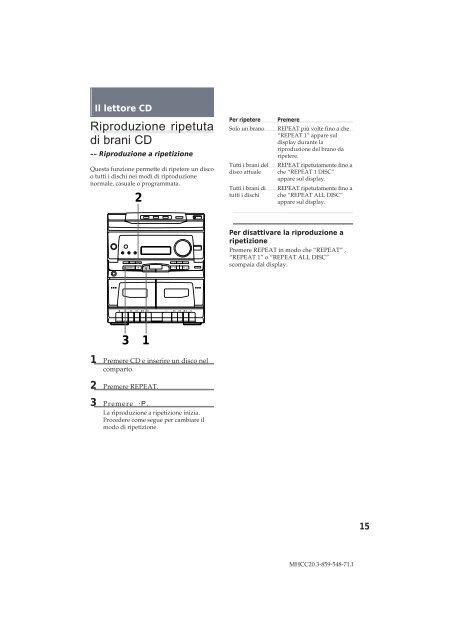 Sony MHC-C20 - MHC-C20 Istruzioni per l'uso