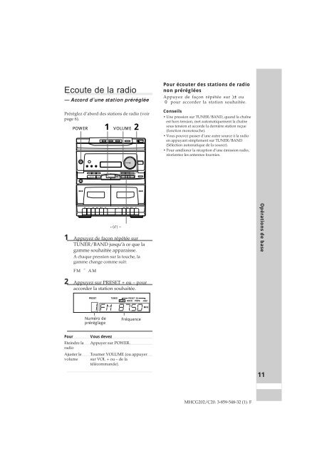 Sony MHC-C20 - MHC-C20 Istruzioni per l'uso Francese