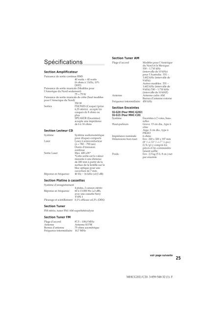 Sony MHC-C20 - MHC-C20 Istruzioni per l'uso Francese