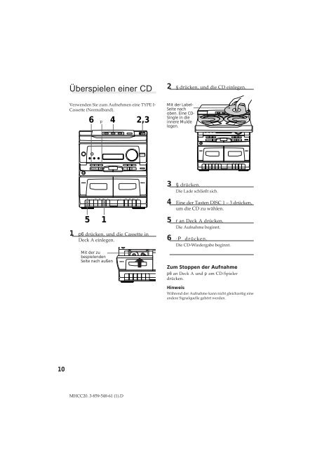 Sony MHC-C20 - MHC-C20 Istruzioni per l'uso Tedesco