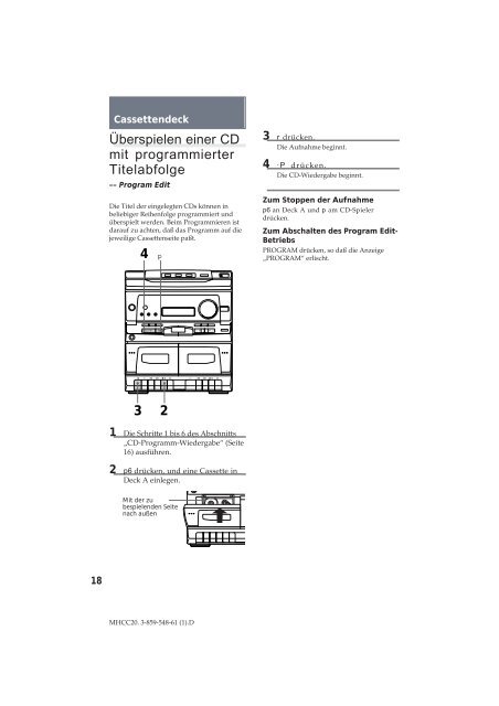 Sony MHC-C20 - MHC-C20 Istruzioni per l'uso Tedesco