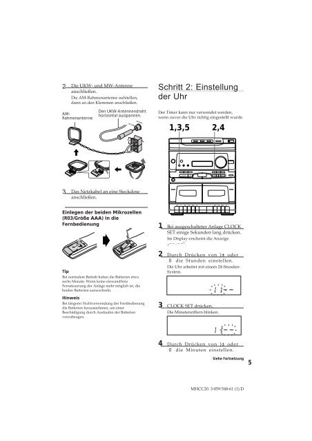 Sony MHC-C20 - MHC-C20 Istruzioni per l'uso Tedesco