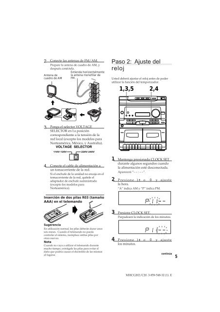 Sony MHC-C20 - MHC-C20 Istruzioni per l'uso Spagnolo