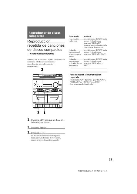 Sony MHC-C20 - MHC-C20 Istruzioni per l'uso Spagnolo