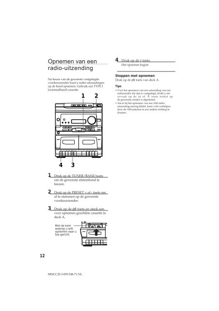 Sony MHC-C20 - MHC-C20 Istruzioni per l'uso Olandese