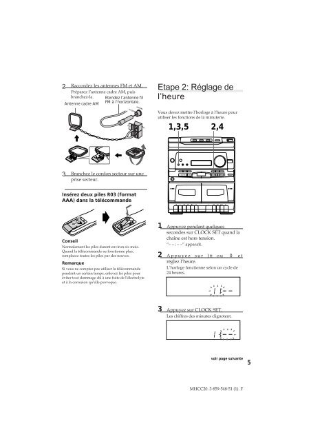 Sony MHC-C20 - MHC-C20 Istruzioni per l'uso Francese