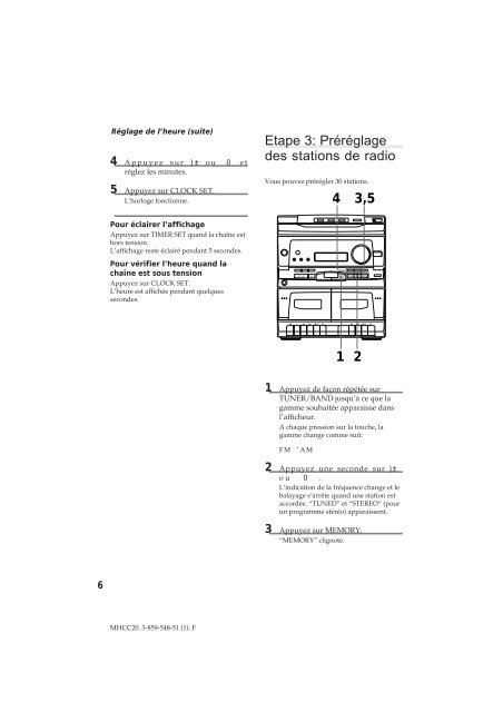 Sony MHC-C20 - MHC-C20 Istruzioni per l'uso Francese