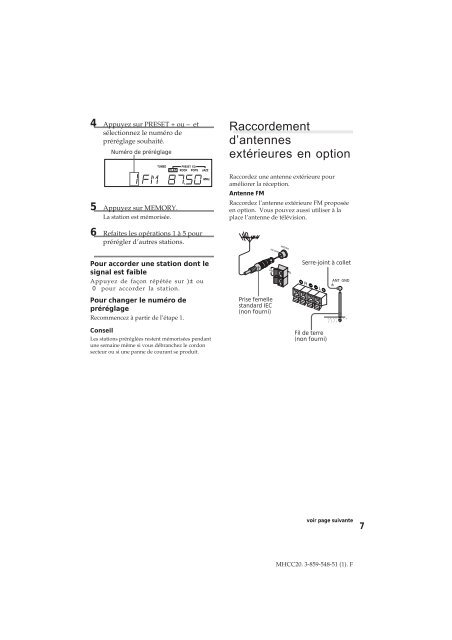 Sony MHC-C20 - MHC-C20 Istruzioni per l'uso Francese