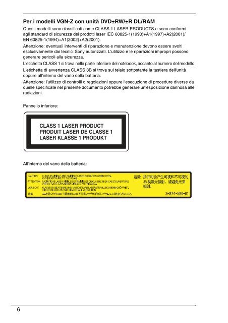 Sony VGN-NS31MT - VGN-NS31MT Documenti garanzia Italiano