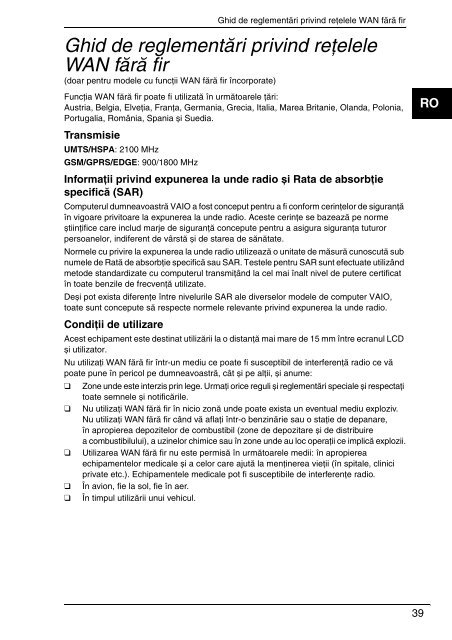 Sony VGN-NS31MT - VGN-NS31MT Documenti garanzia Rumeno