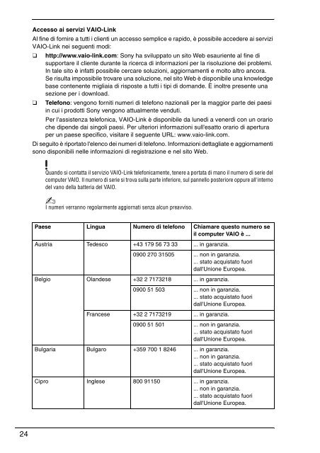 Sony VGN-NS31MT - VGN-NS31MT Documenti garanzia Italiano