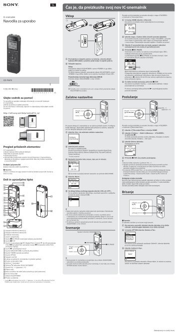 Sony ICD-PX470 - ICD-PX470 Consignes dâutilisation SlovÃ©nien