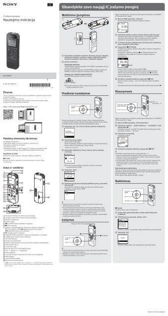 Sony ICD-PX470 - ICD-PX470 Consignes d&rsquo;utilisation Lituanien