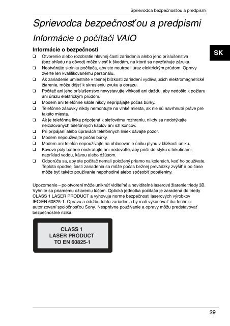 Sony VGN-NS31MT - VGN-NS31MT Documenti garanzia Ceco