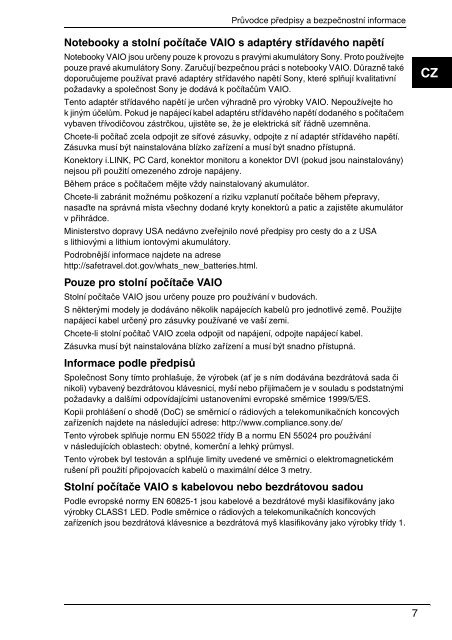 Sony VGN-NS31MT - VGN-NS31MT Documenti garanzia Ceco