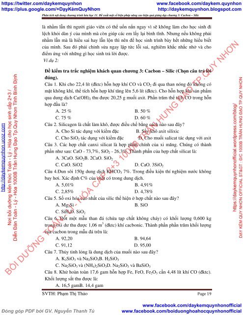 Phân tích nội dung chương trình hóa học 11 Đề xuất một số biện pháp nâng cao hiệu quả giảng dạy chương 3 Cacbon Silic [Performed by] Phạm Thị Thảo