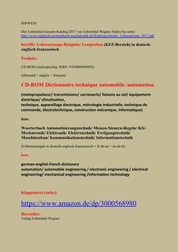 franzoesische Kfz-Mechatronik-Beschreibungen uebersetzen