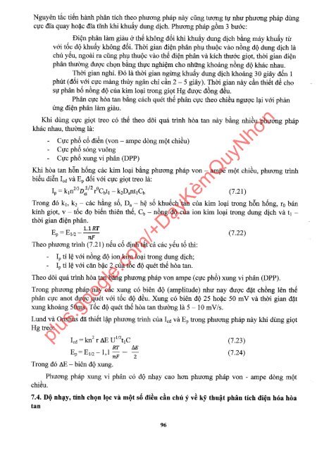 BÀI GIẢNG PHÂN TÍCH ĐIỆN HÓA DÙNG CHO SINH VIÊN CHUYÊN HÓA ĐẠI HỌC ĐÀ NẴNG LÊ THỊ MÙI (SCANNED VERSION)