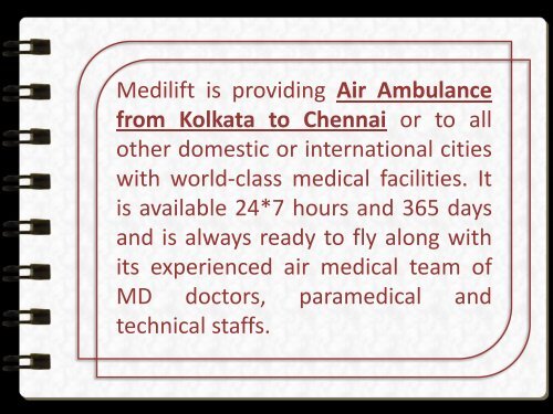 Avail Medilift Air Ambulance Kolkata to Chennai in Medical Emergency