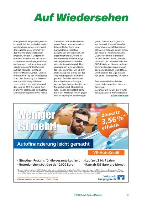 Ausgabe 2 - Saison 2017/2018 - FRISCH AUF Frauen Magazin "LATTENKNALLER"