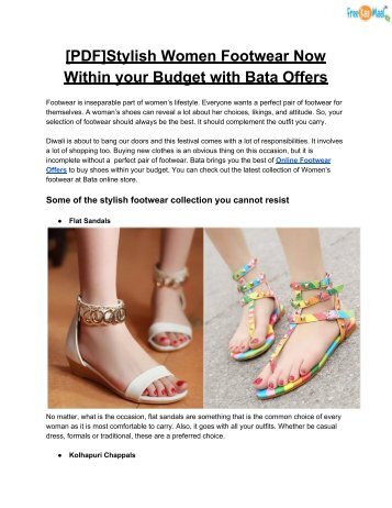 [PDF]Stylish Women Footwear Now Within your Budget with Bata Offers