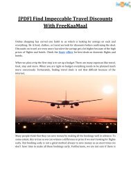 [PDF] Find Impeccable Travel Discounts With FreeKaaMaal
