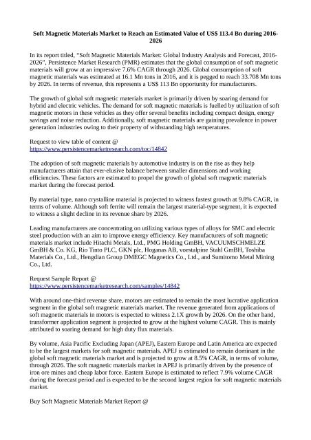 Soft Magnetic Materials Market