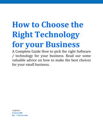 How to Choose the Right Technology for your Business