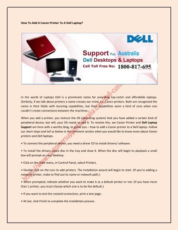 How To Add A Canon Printer To A Dell Laptop?