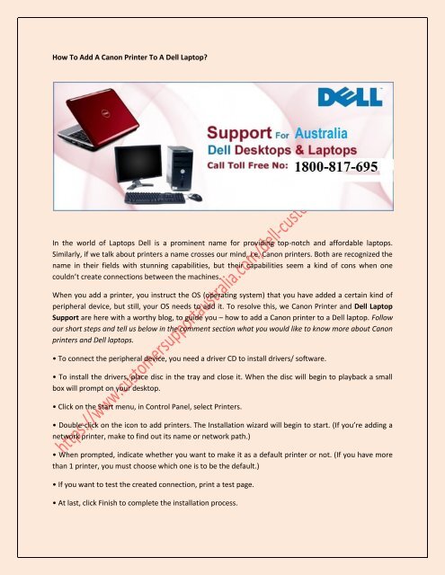 How To Add A Canon Printer To A Dell Laptop?