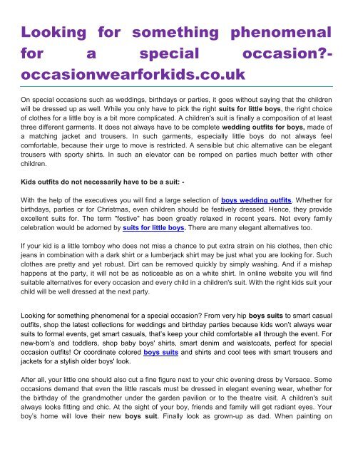 Looking for something phenomenal for a special occasion- occasionwearforkids.co.uk