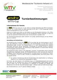 andro WTTV-Cup Turnierbestimmungen 2018