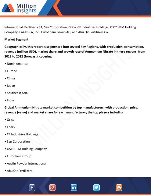 Ammonium Nitrate Market 2012-2022 Analysis by Applications, Types and Opportunity Assessment