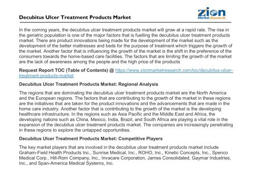 Decubitus Ulcer Treatment Products Market