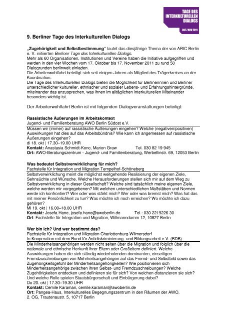 AWO Informationen Tage des ik Dialogs 2011