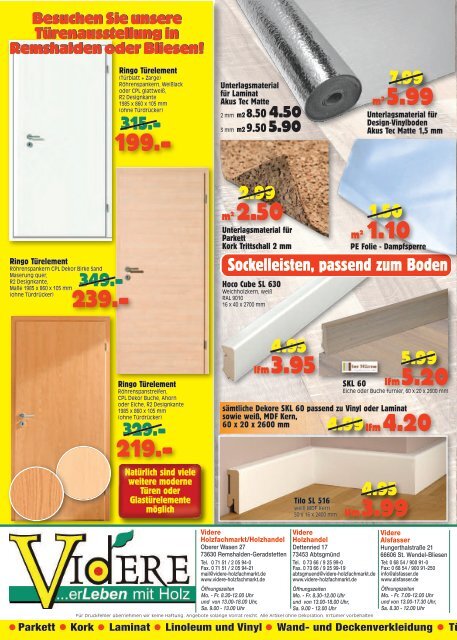 Dezember Aktionswochen bei VIDERE Holzfachmarkt