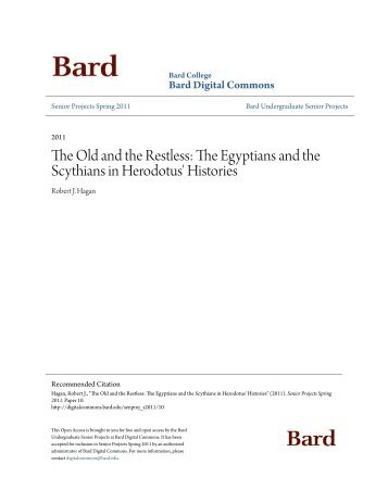 The Old and the Restless - The Egyptians and the Scythians in Herodotus' Histories by Robert J. Hagan