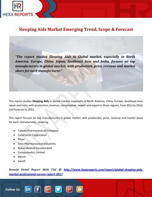 Sleeping Aids Market Emerging Trend, Scope &amp; Forecast