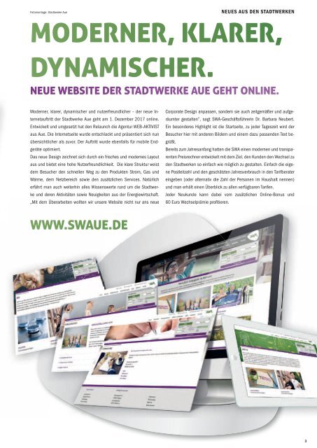 STADTWERKE AUE MAGAZIN  - Ausgabe Winter 2017