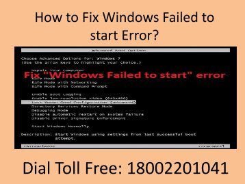 Dial 18002201041 Fix Windows Failed to start Error