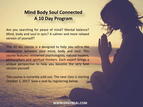 Mind Body Soul Connected – A 10 Day Program