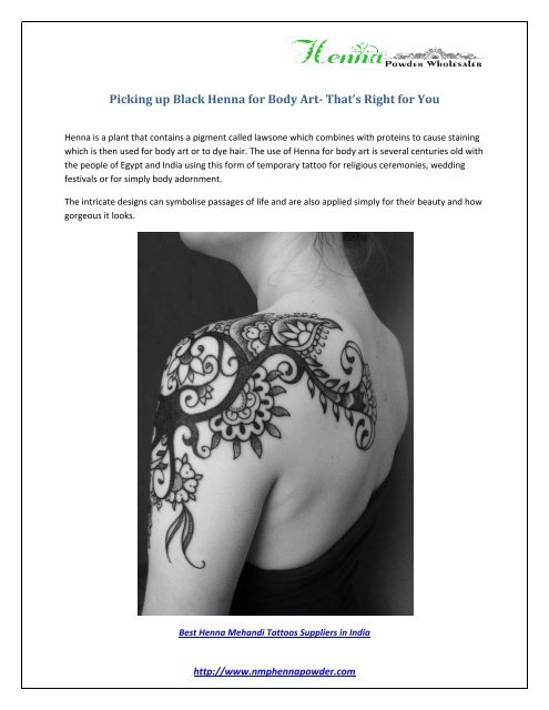 Picking up Black Henna for Body Art- That’s Right for You