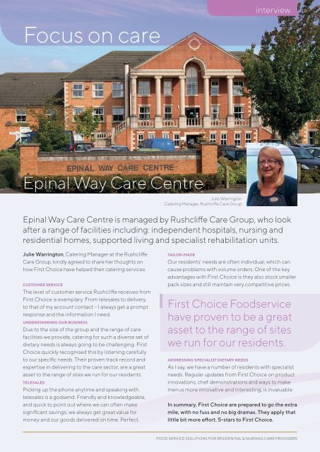 First Choice Foodservice Care Home Brochure