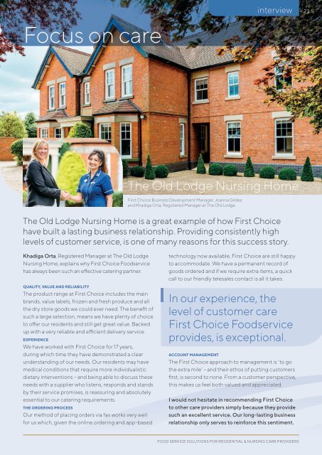 First Choice Foodservice Care Home Brochure