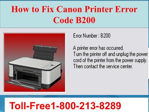 Fix Canon Error B200 Call 1-800-213-8289