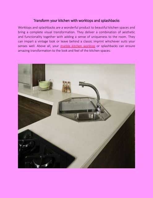 Transform your kitchen with worktops and splashbacks