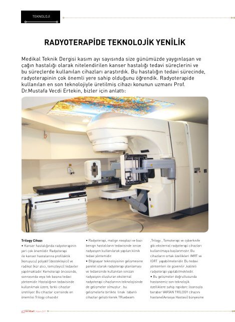 Medikal Teknik Dergisi Kasım 2017 Sayısı